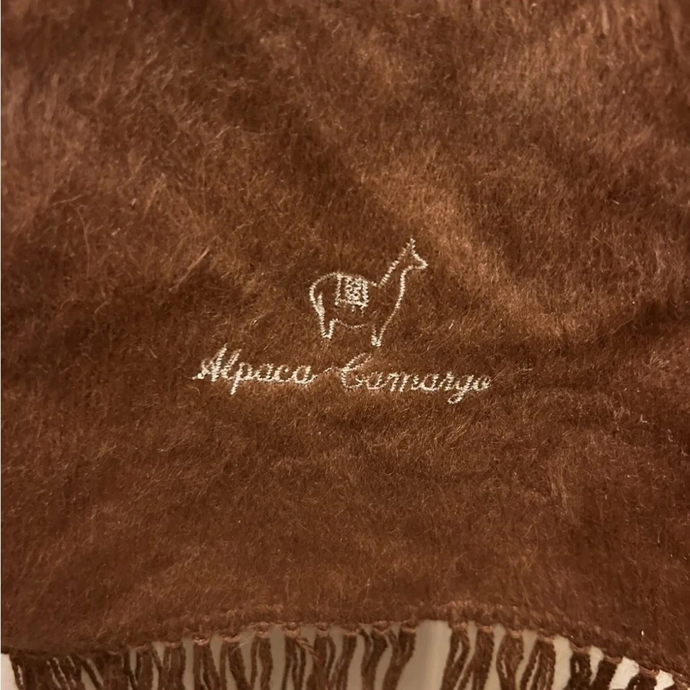Alpaca Camargo Wool Brown Fringe Scarf